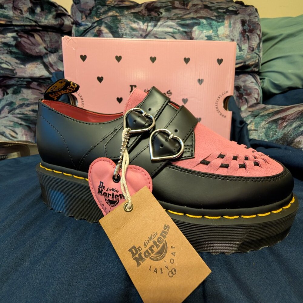 Dr Martens * Lazy Oaf limited editions Pink & Black Creepers - Picture 3 of 6